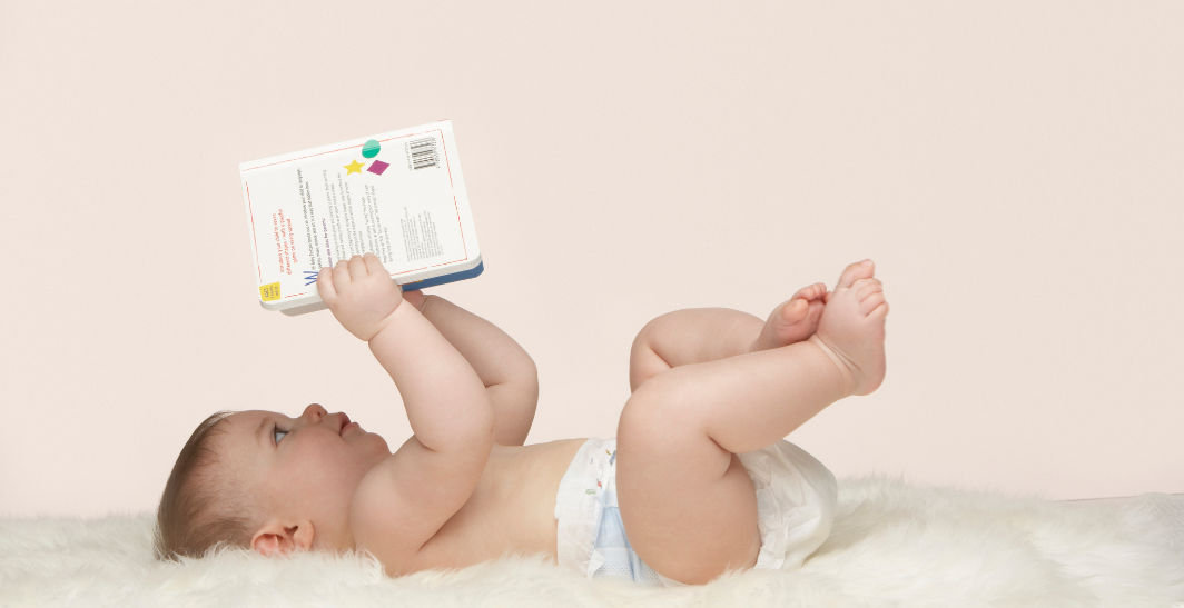 Baby reading book